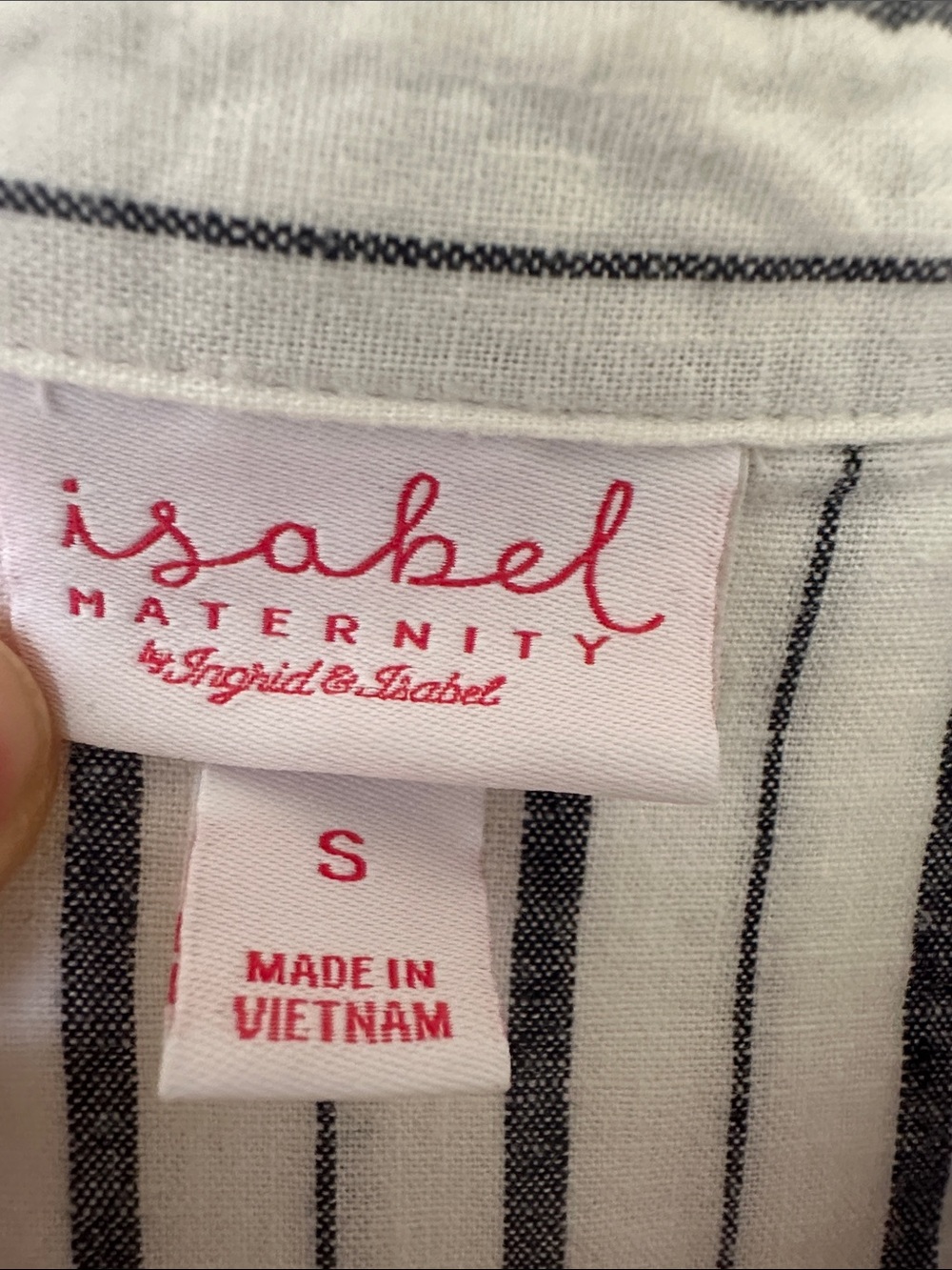 Ingrid & Isabel Maternity White Shirt with Black Stripes - Picture 2 of 5